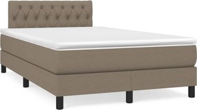 vidaXL Κρεβάτι Boxspring με Στρώμα &amp; LED Taupe 120x190 εκ. Υφασμάτινο