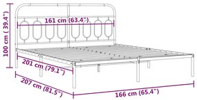 Πλαίσιο Κρεβατιού με Κεφαλάρι Λευκό 160x200 εκ. Μεταλλικό - Λευκό