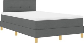 vidaXL LED Κρεβάτι με βάθρο Σκούρο Γκρι 120 x 200 cm ύφασμα
