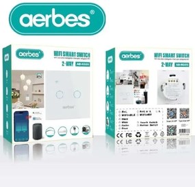 Έξυπνος διπλός διακόπτης φώτων Wifi με εφαρμογή Smart Life AB-KG05 AERBES Aerbes