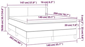 vidaXL Κρεβάτι Boxspring με Στρώμα Μαύρο 140x200 εκ. Βελούδινο