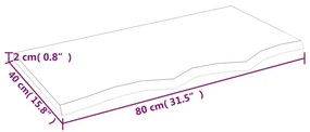 Ράφι Τοίχου 80 x 40 x 2 εκ. από Ακατέργαστο Μασίφ Ξύλο Δρυός - Καφέ