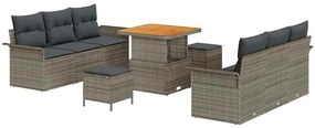 vidaXL Σετ Καναπέ Κήπου 9 pcs Γκρι συνθετικό ρατάν