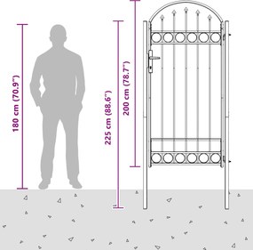 vidaXL Πύλη Φράχτη ASSEN 100 x 195 cm Γκρι Κλειδώσιμο