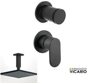 Armando Vicario Slim Black Matt Μίκτης Εντοιχισμού 1 Εξ+εκτροπέας περ/κός 2 εξ+Ανακλινόμενη Κεφαλή Square 30x30εκ+Μπράτσο Οροφής