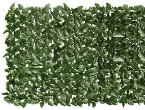vidaXL Διαχωριστικό Βεράντας με Φύλλα Σκούρο Πράσινο 300 x 100εκ. HDPE