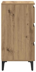vidaXL Ντουλάπι κρεβατιού με μεταλλικά πόδια Artisan Oak 40x35x69 cm