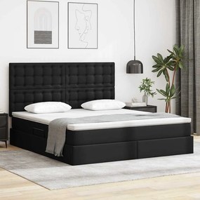 vidaXL Κρεβάτι Αποθήκης με κεφαλάρι Μαύρο 180 x 200 cm Τεχνητό Δέρμα