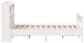 Κρεβάτι Βιβλιοθήκη Χωρίς Στρώμα 160x200 εκ Μασίφ Ξύλο Πεύκου - Λευκό