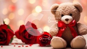 Intra Συλλεκτικό Ξύλινο Παζλ Plywood 4mm - Αρκουδάκι του Αγίου Βαλεντίνου με κόκκινα τριαντάφυλλα Σε Ξύλινο Κουτί - Διαστάσεις: 10x10 cm – 25 κομμάτια