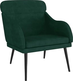 vidaXL Πολυθρόνα Σκούρο Πράσινο 63x76x80 εκ. Βελούδινη