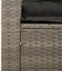 vidaXL Καναπές Κήπου Τριθέσιος Γκρι από Συνθετικό Ρατάν με Μαξιλάρια