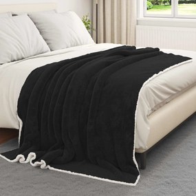 vidaXL Κουβέρτα Μαύρο 150 x 200 cm Μαλλί