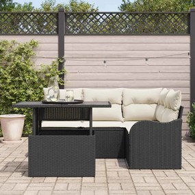 vidaXL Σετ Καναπέ Κήπου 5 pcs Μαύρο 100 x 55 x 73 εκ Πολυ ράταν