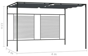 Πέργκολα με Πτυσσόμενη Οροφή Ανθρακί 4 x 3 x 2,3 μ. 180 γρ./μ² - Ανθρακί