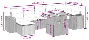 vidaXL Σαλόνι Κήπου 8 Τεμαχίων Μαύρο από Συνθετικό Ρατάν με Μαξιλάρια