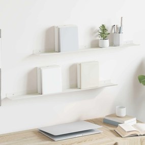 vidaXL Πλωτό ράφι Επιτοίχιο 2 pcs Λευκός 80 x 9 x 2,5 εκ. Ατσάλι