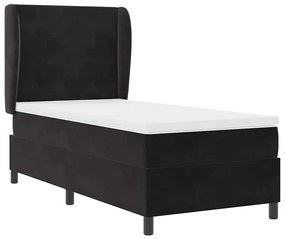 vidaXL Κρεβάτι με ελατήρια με στρώμα Μαύρο 80 x 200 cm Βελούδο