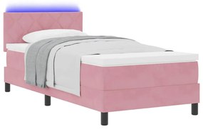 vidaXL Κρεβάτι με ελατήρια με στρώμα Ροζ 100 x 200 cm Βελούδο