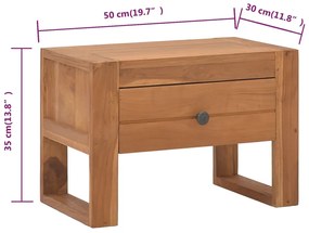 ΚΟΜΟΔΙΝΟ 50 X 30 X 35 ΕΚ. ΑΠΟ ΜΑΣΙΦ ΞΥΛΟ TEAK 326123