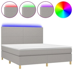 vidaXL Κρεβάτι Boxspring με Στρώμα &amp; LED Αν.Γκρι 180x200εκ. Υφασμάτινο
