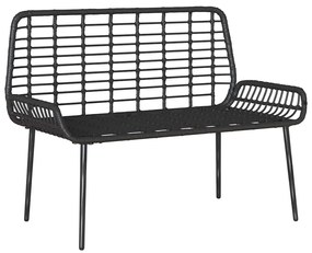 vidaXL Παγκάκι κήπου Μαύρο, Ανθρακί Πολυ rattan, ατσάλι