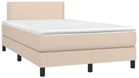 vidaXL Κρεβάτι Boxspring Στρώμα&LED Καπουτσίνο 120x200 εκ. Συνθ. Δέρμα