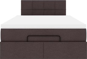 vidaXL Ottoman Κρεβάτι με Στρώμα Σκούρο Καφέ 120x200cm Ύφασμα
