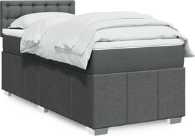 vidaXL Κρεβάτι Boxspring με Στρώμα Σκούρο Γκρι 90x190 εκ. Υφασμάτινο
