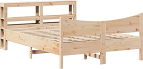 vidaXL Πλαίσιο Κρεβατιού με Κεφαλάρι 140 x 190 εκ. Μασίφ Πεύκο