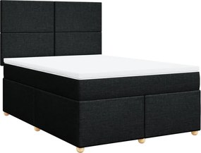 vidaXL Κρεβάτι Boxspring με Στρώμα Μαύρο 140x200 εκ. Υφασμάτινο