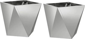 vidaXL Γλάστρα 2 τμχ. Ασημί 30 x 30 x 30 cm Επικαλυμμένος Χάλυβας