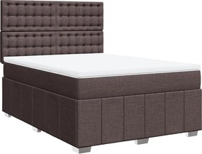 vidaXL Κρεβάτι Boxspring με Στρώμα Σκούρο Καφέ 140x200 εκ Υφασμάτινο