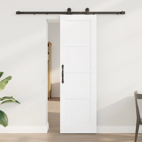 vidaXL Συρόμενη Πόρτα με Σετ Εξαρτημάτων Λευκή 61x198.5 cm Συμπαγές Ξύλο Πεύκου