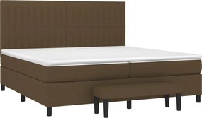 vidaXL Κρεβάτι Boxspring με Στρώμα Σκούρο Καφέ 200x200 εκ. Υφασμάτινο