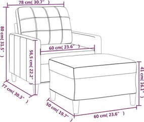 vidaXL Πολυθρόνα Σκούρο Γκρι 60 εκ. Υφασμάτινη με Υποπόδιο