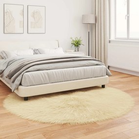 vidaXL Χαλί από τεχνητό πρόβειο δέρμα TAFALLA Κρεμ Ø 160 cm