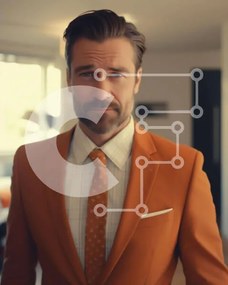 Intra Συλλεκτικό Ξύλινο Παζλ Plywood 4mm - Άνδρας με πορτοκαλί κοστούμι και γραβάτα Σε Ξύλινο Κουτί - Διαστάσεις Puzzle: 10x10 cm – 25 κομμάτια