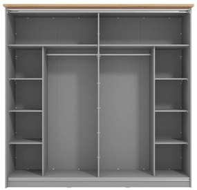 Ντουλάπα Valencia με Καθρέφτη 220 Γκρί - Artisan Oak - Γκρί Μάτ 220x62.5x214 εκ. 220x62.5x214 εκ.