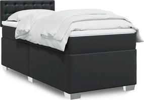 vidaXL Κρεβάτι Boxspring με Στρώμα Μαύρο 100x200εκ.από Συνθετικό Δέρμα