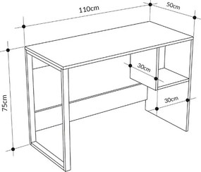 Γραφείο εργασίας Cubo Megapap χρώμα λευκό - sapphire oak 110x50x75εκ.