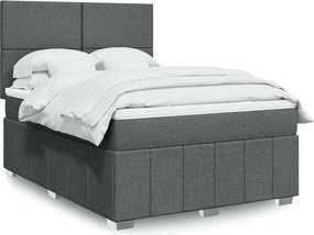 vidaXL Κρεβάτι Boxspring με Στρώμα Σκούρο Γκρι 140x200 εκ Υφασμάτινο
