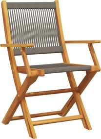 vidaXL Σετ Επίπλων Bistro 3 τεμ.Γκρι Πολυπροπυλένιο/Μασίφ Ξύλο