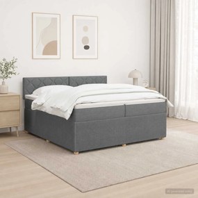 vidaXL Κρεβάτι box spring με στρώμα Σκούρο Γκρι 200 x 200 cm Ύφασμα