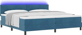vidaXL LED Κρεβάτι με βάθρο Σκούρο Μπλε 200 x 200 cm Βελούδο