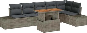 vidaXL Σετ Καναπέ Κήπου με αποθήκευση 7 pcs Γκρι Πολυ ράταν
