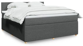 Κρεβάτι Boxspring με Στρώμα Σκούρο Γκρι 180x200 εκ Υφασμάτιν - Γκρι