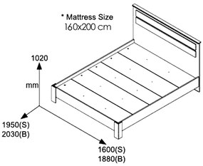 Κρεβάτι διπλό OLYMPUS pakoworld σε χρώμα castillo-toro 160x200εκ (1 τεμάχια)