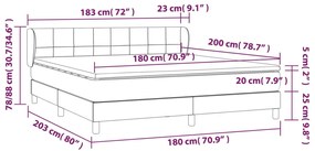 vidaXL Κρεβάτι Boxspring με Στρώμα Σκούρο Γκρι 180x200 εκ Υφασμάτιν