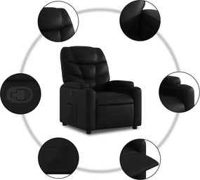 vidaXL Πολυθρόνα με Ανακλινόμενη Πόρτα Μαύρη από Συνθετικό Δέρμα